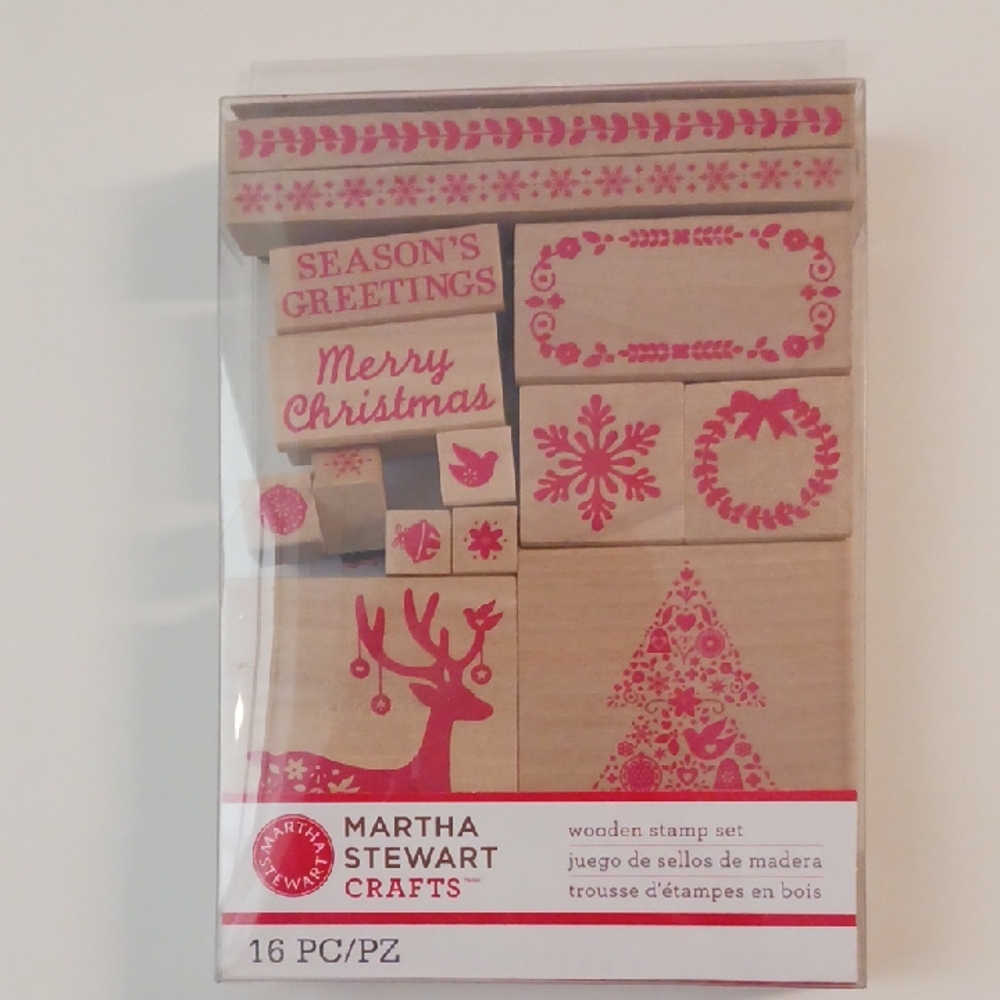 Martha Stewart Holiday Wooden Rubber Stamp Set